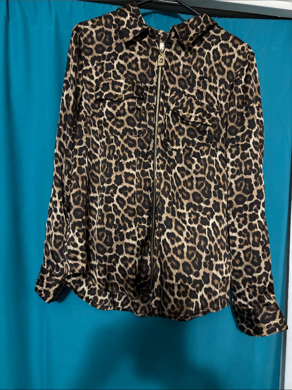Michael Kors Leopard Zip-Front blouse